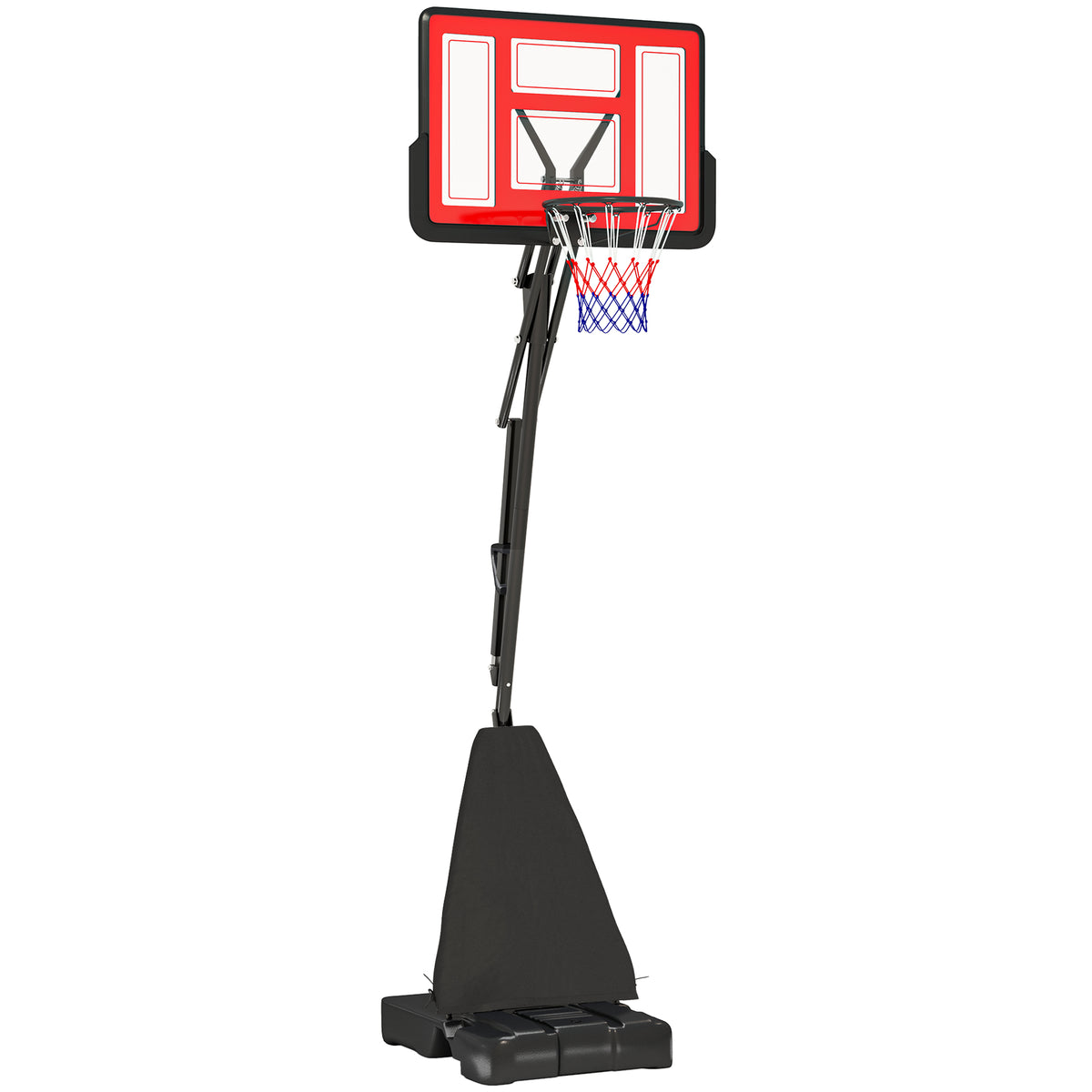 SPORTNOW Basketball Hoop Outdoor, Height Adjustable Basketball Hoop and Stand with Rebound System, Weighted Base, Portable on Wheels, 2.45-3.05m, for Teens, Juniors, Adults, Red