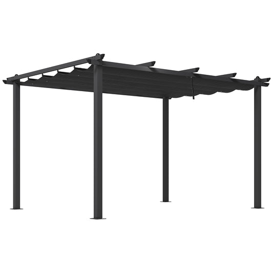 Outsunny 3 x 4m Aluminium Pergola, with Retractable Roof - Dark Grey