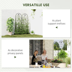 Outsunny Set of 2 Garden Trellis, Metal Fence Panels for Climbing Outdoor Plants, Flowers, 150 x 50cm