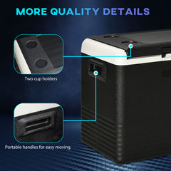 Outsunny 50L Car Refrigerator, Portable Compressor Car Fridge Freezer, Electric Cooler Box with 12/24V DC and 110-240V AC for Camping, Driving, Picnic, Down to -20√¢‚Äû∆í