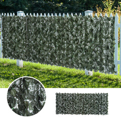 Outsunny 2-Piece Artificial Leaf Hedge Screen Privacy Fence Panel for Garden Outdoor Indoor Decor, Dark Green, 3M x 1.5M