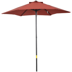 Outsunny 2m Garden Parasol Umbrella, Outdoor Sun Shade with 6 Sturdy Ribs for Balcony, Bench, Garden, Wine Red