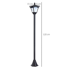 Outsunny Outdoor Garden Solar Post Lamp Photosensitive LED Lantern Bollard Pathway 1.2M Tall √¢‚Ç¨‚Äú Black