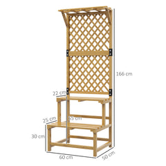 Outsunny Wooden Plant Stand, with Trellis - Natural Finish