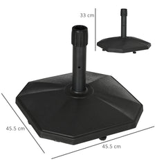 Outsunny 18kg Patio Parasol Base, Garden Concrete Umbrella Base, Outdoor Umbrella Stand Holder for Parasol Poles 34mm, 38mm and 48mm, Black