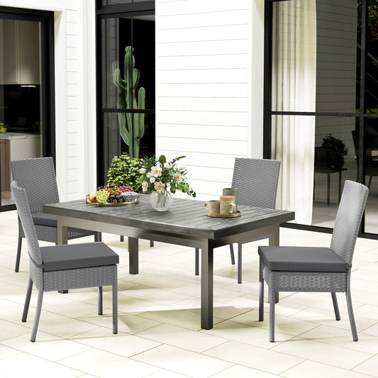 Outsunny Set of Four Armless Rattan Garden Chairs - Dark Grey