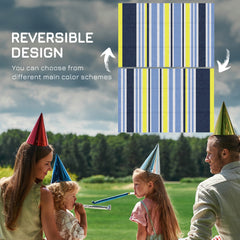 Outsunny Reversible Outdoor Rug, Waterproof Plastic Straw Mat for Backyard, Deck, RV, Picnic, Beach, Camping, 121 x 182 cm, Dark Blue and Yellow