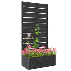 Outsunny 34 x 69.5cm Garden Planter Box, with Back Trellis, Black