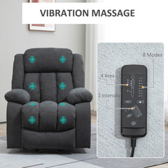 HOMCOM Oversized Riser and Recliner Chairs for the Elderly with 8 Vibration Massage, Large Fabric Upholstered Lift Chair for Living Room with Remote Control, Side Pocket, Footrest, Dark Grey