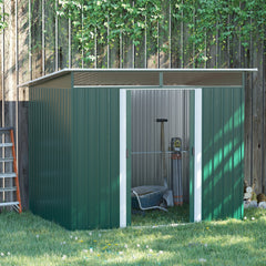 Outsunny 8.5 x 6ft Metal Shed with Lightsky Panels, Garden Storage Tool House with Double Doors for Garden, Patio and Lawn, Green