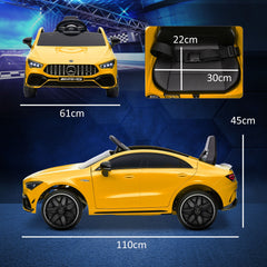 AIYAPLAY Mercedes-Benz AMG CLA 45 Licensed 12V Kids Electric Car Ride on Car w/ Remote, Suspension Lights Music Horn - Yellow