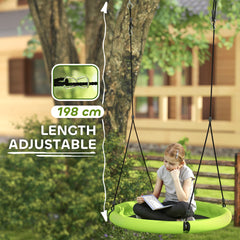 AIYAPLAY 100cm Diameter Nest Swing Seat for Kids with Height Adjustable Hanging Ropes for Outdoor, Playground, Garden, Green