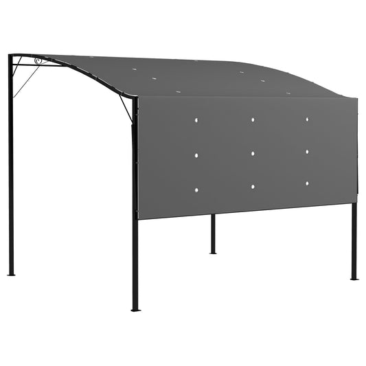 Outsunny 3 x 2.5m Patio Metal Gazebo Door Window Awning Wall Mount Metal Outdoor Shelter Charcoal Grey