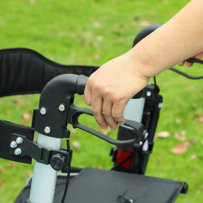 HOMCOM 88.5-106cm Aluminium Frame Rollator Walker, with Brakes - Red