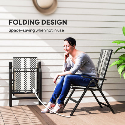 Outsunny Rattan Reclining Garden Chairs - Black