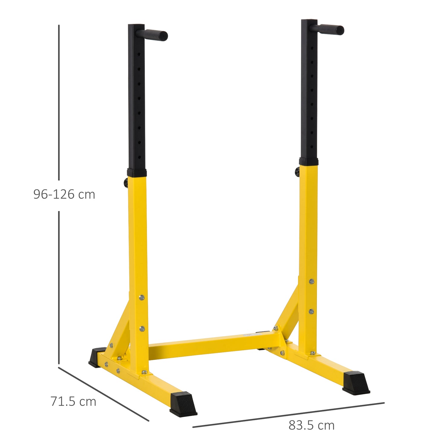 HOMCOM 83.5L x 71.5W x 126H سم محطة الغطس قضبان متوازية للذقن برج الطاقة تمارين رياضية منزلية عضلة ذات رأسين وعضلة ثلاثية الرؤوس معدات لياقة بدنية قابلة للتعديل الارتفاع
