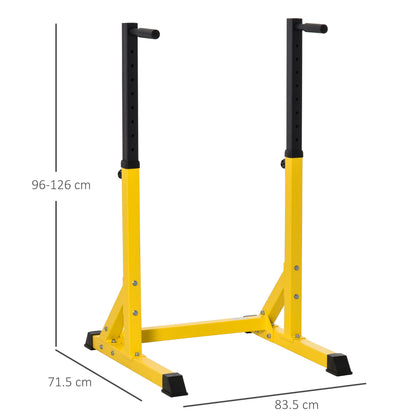 HOMCOM 83.5L x 71.5W x 126H سم محطة الغطس قضبان متوازية للذقن برج الطاقة تمارين رياضية منزلية عضلة ذات رأسين وعضلة ثلاثية الرؤوس معدات لياقة بدنية قابلة للتعديل الارتفاع