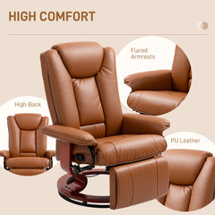 HOMCOM Faux Leather Recliner Chair - Brown