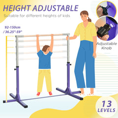 HOMCOM Steel Frame Adjustable Horizonal Gymnastics Bar For Kids Home Gym Training Purple