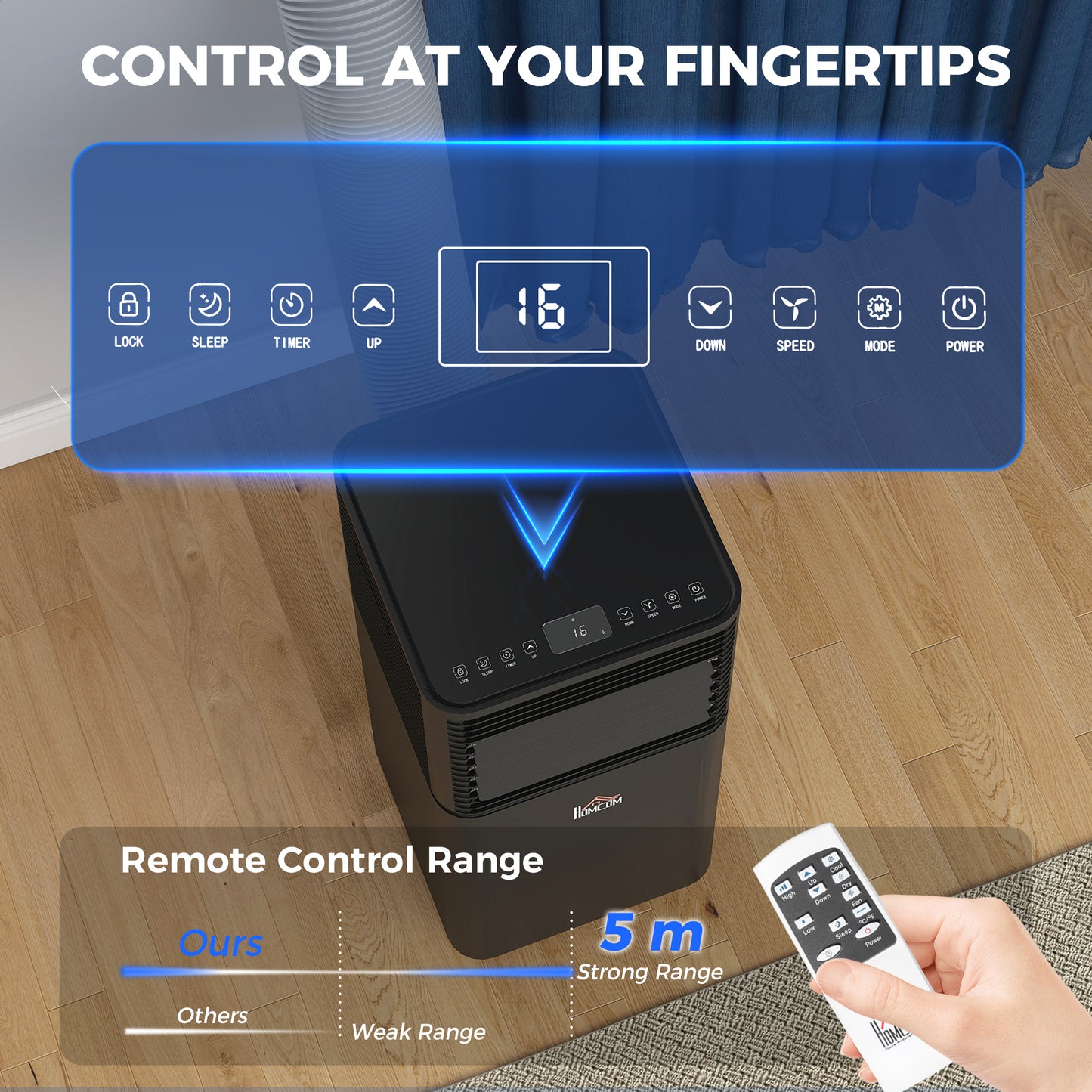 HOMCOM 8000 BTU 4-In-1 Portable Air Conditioner Unit Cooling Dehumidifying Ventilating for Room up to 27m√Ç¬≤, with Fan, Remote, 24H Timer, Window Mount Kit, R290, A Energy Efficiency