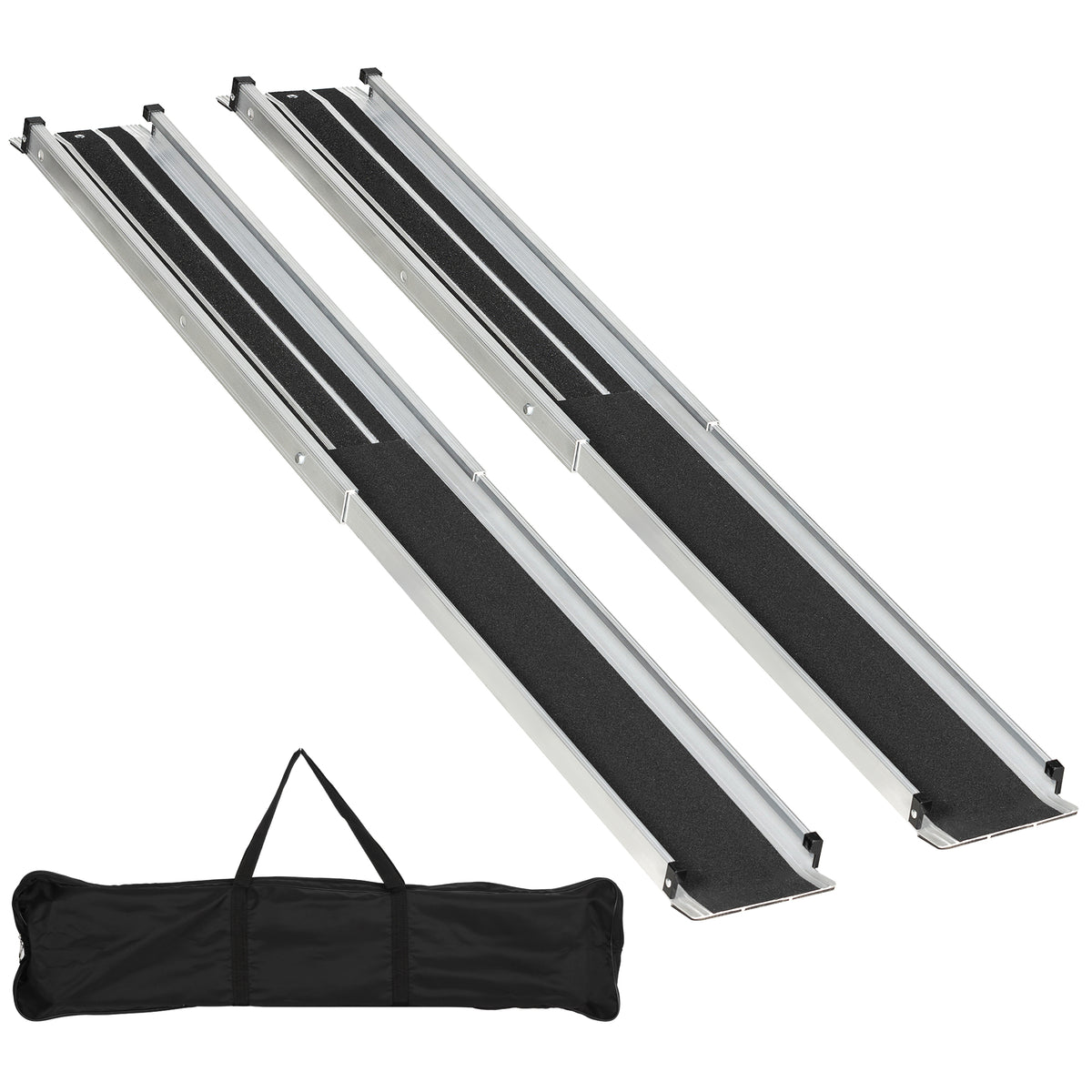 HOMCOM Set of Two 183cm Three-Level Aluminium Wheelchair Ramps