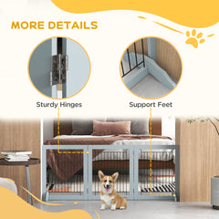 PawHut Foldable Pet Gate, with Three Panels & Two Support Feet - Grey