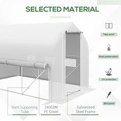 Outsunny 3 x 2(m) Walk-in Polytunnel Greenhouse, Zipped Roll Up Sidewalls, Mesh Door, 6 Mesh Windows, Tunnel Warm House Tent with PE Cover, Complimentary Plant Labels and Gloves, White