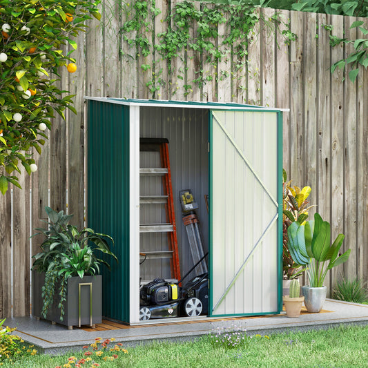 Outsunny 5.3 x 3.1ft Corrugated Steel Garden Shed - Green