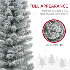 HOMCOM 5ft Artificial Snowy Pencil Christmas Tree - White