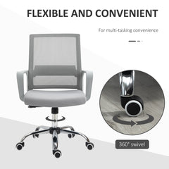 Vinsetto Ergonomic Desk Chair Mesh Office Chair with Adjustable Height Armrest and 360√Ç¬∞ Swivel Castor Wheels Grey