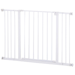 PawHut Dog Gate Pet Safety Gate Stair Barrier Pressure Fit Adjustable 76-82/86-97/101-107 cm, White