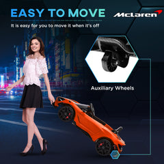 سيارة كهربائية للأطفال AIYAPLAY McLaren 765LT مرخصة بقوة 12 فولت مع أبواب على شكل فراشة وجهاز تحكم عن بعد وعجلات نقل، برتقالية