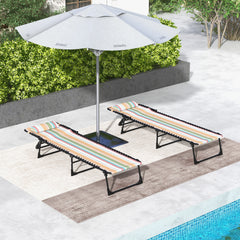 Outsunny Set of Two Folding Sun Loungers, with Four-Position Backs - Multicoloured