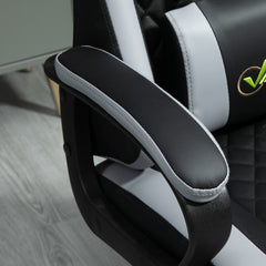 Vinsetto Gaming Chair, Computer Desk Chair with Lumbar Support, Faux Leather Racing Chair with Headrest and Swivel Wheels for Home Office, Black Grey