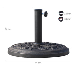 Outsunny 12kg Garden Parasol Base, Round Resin Sun Umbrella Base, Outdoor Umbrella Stand for 38mm or 48mm Outdoor Umbrella Poles, Bronze Tone