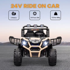 سيارة كهربائية للأطفال AIYAPLAY 24V 2 Seater مع جهاز تحكم عن بعد، نظام تعليق، بدء بطيء، 3 سرعات، للأطفال من سن 3 إلى 8 سنوات، كاكي