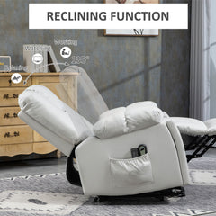 HOMCOM Leathaire Eight Massage Point Armchair, with Reclining Back - Light Grey