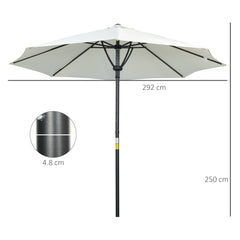 Outsunny Garden 3(m) Parasol Umbrella, Outdoor Market Table Umbrella Sun Shade Canopy with 8 Ribs, Easy Push to Open, Cream