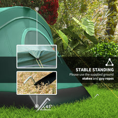 Outsunny 5-6 Man Dome Camping Tent - Dark Green