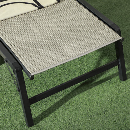 Outsunny Foldable Rattan Sun Lounger with 5-Level Adjust Backrest, Recliner Chair, Mixed Grey