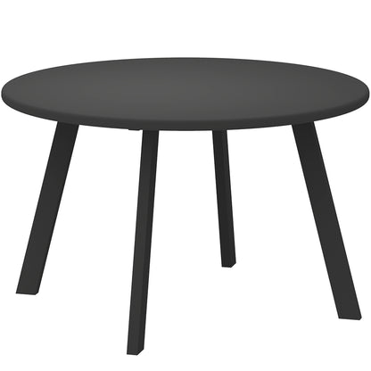 Outsunny 70cm Round Coffee Table, Outdoor Garden Table with Non-Slip Foot Pads and Metal Frame for Garden, Terrace, Balcony, Living Room, Black
