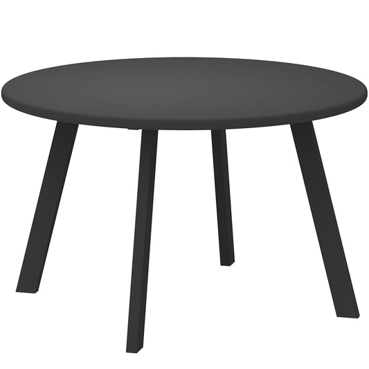 Outsunny 70cm Round Coffee Table, Outdoor Garden Table with Non-Slip Foot Pads and Metal Frame for Garden, Terrace, Balcony, Living Room, Black