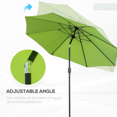 Outsunny 2.7M Garden Parasol Umbrella with Glass Fibre Ribs and Aluminium Frame, Tilting Sun Shade Shelter Canopy, Light Green