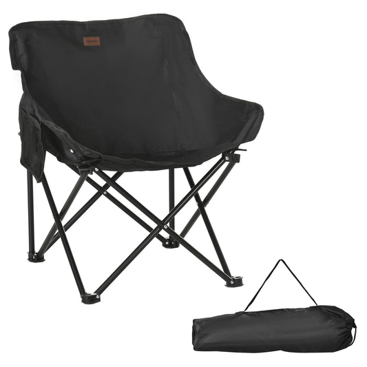 Outsunny Camping Chair, Lightweight Folding Chair with Carrying Bag and Storage Pocket, Perfect for Festivals, Fishing, Beach and Hiking, Black