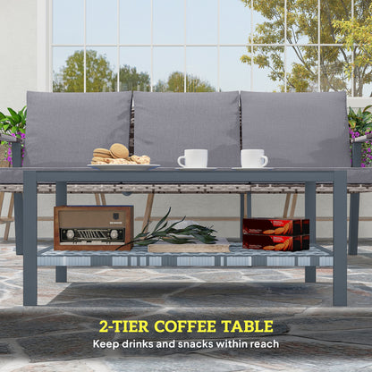 Outsunny Six-Piece Rattan Garden Sofa Set - Grey