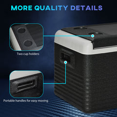 Outsunny 30L Car Refrigerator, Portable Compressor Car Fridge Freezer, Electric Cooler Box with 12/24V DC and 110-240V AC for Camping, Driving, Picnic, Down to -20√¢‚Äû∆í