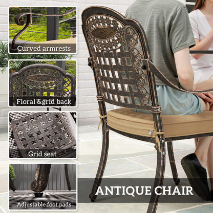 Outsunny Five-Piece Cast Aluminium Garden Dining Set - Bronze Tone
