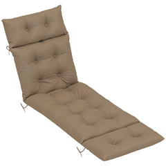 Outsunny Sun Lounger Cushion Only, 190x56x10cm Garden Lounge Chair Cushion, UPF20+ 220gsm Fabric, Thick Sunbed Replacement Cushion with 6 Ties, Khaki