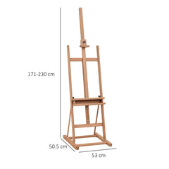 Vinsetto Wooden Easel Stand H-Frame Artist Easel with 171-230cm Adjustable Height and 0-80√Ç¬∞ Working Angles Beech Wood Art Easel for Displaying Painting Wedding Sign Nature Wood Finish