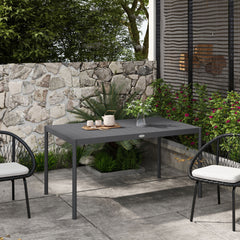 Outsunny Six-Seater Outdoor Table with Slatted Aluminium Top and Steel Legs